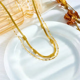 Κολιέ Sorella Gem Διπλής Στρώσης Ρετρό Χρυσό