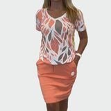 Σετ Τοπ με Σχέδιο και Κομψή Φούστα