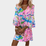 Κομψό Ροζ Μίνι Φόρεμα με Καμπυλωτά Μανίκια