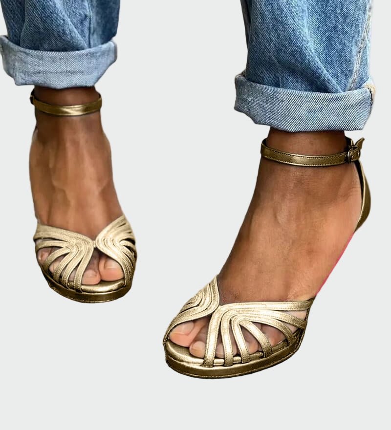 Πέδιλα με δίχρωμο τακούνι