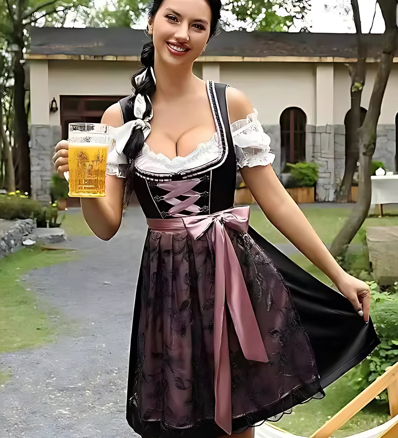 Βαυαρικό Φόρεμα Dirndl με Κοντό Μανίκι | Oktoberfest