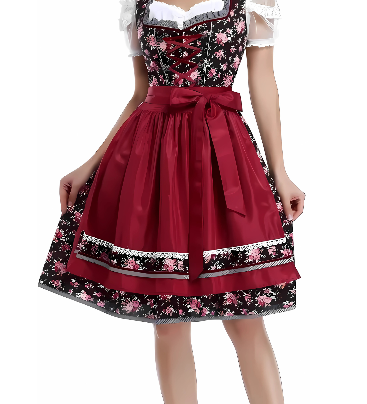 Βαυαρικό Φόρεμα Dirndl με Κοντό Μανίκι | Oktoberfest