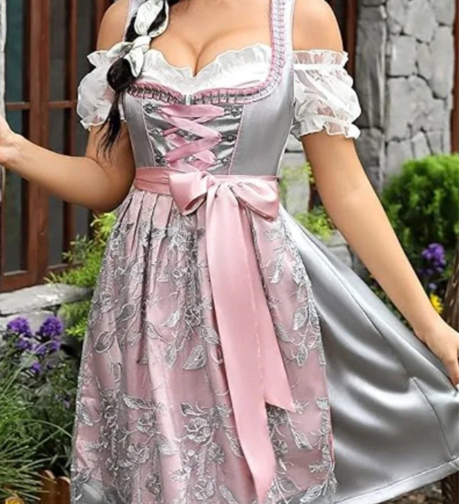 Βαυαρικό Φόρεμα Dirndl με Κοντό Μανίκι | Oktoberfest