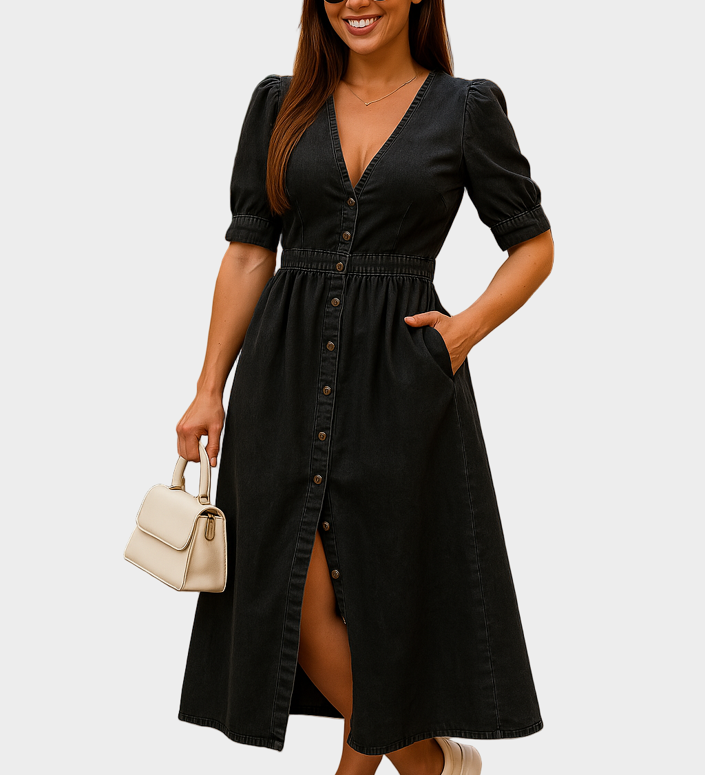 Κουμπωτό τζιν φόρεμα