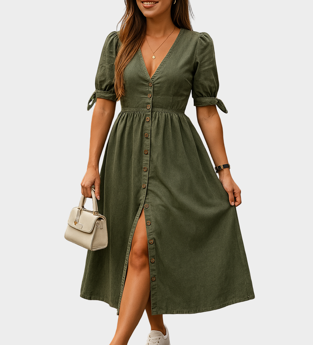 Κουμπωτό τζιν φόρεμα