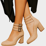 Γόβες με πολλαπλά λουράκια και χοντρό τακούνι