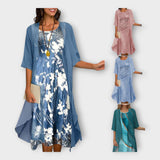 Αέρινο Φόρεμα με Εξωτερική Ζακέτα και Μοτίβα