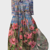 Πράρι Φόρεμα με Ιμπρεσιονιστικό Σχέδιο