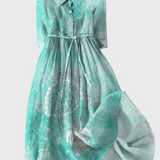 Τυρκουάζ Φόρεμα με Σχέδιο Θαλάσσιας Χελώνας