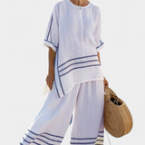 Σαλοπέτα με φαρδιά ρίγες και ασύμμετρο κόψιμο - σύγχρονο και άνετο στυλ