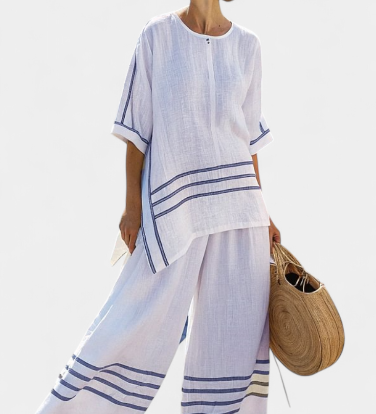 Σαλοπέτα με φαρδιά ρίγες και ασύμμετρο κόψιμο - σύγχρονο και άνετο στυλ