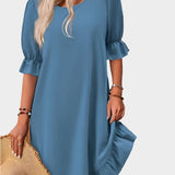 Ρετρό Φόρεμα Midi με Άνετα Μανίκια