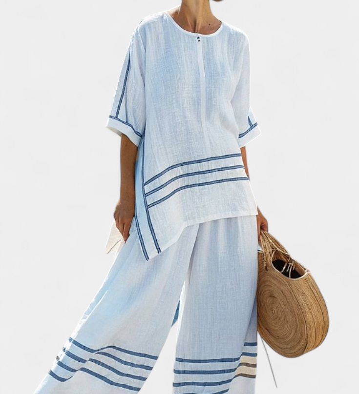 Σαλοπέτα με φαρδιά ρίγες και ασύμμετρο κόψιμο - σύγχρονο και άνετο στυλ