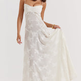 Λουκία | Μακρύ υπόλευκο φόρεμα