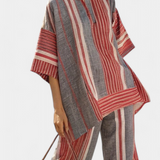 Σαλοπέτα Oversize Daisy σε Λινό με Ριγέ Κόκκινα Κοραλλί και Γκρι, Μοντέρνα και Άνετη Στιλ