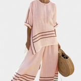 Σαλοπέτα με φαρδιά ρίγες και ασύμμετρο κόψιμο - σύγχρονο και άνετο στυλ