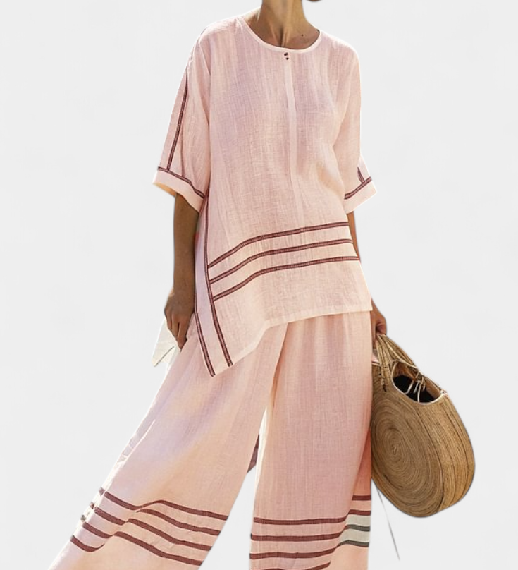 Σαλοπέτα με φαρδιά ρίγες και ασύμμετρο κόψιμο - σύγχρονο και άνετο στυλ