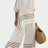 Σαλοπέτα με φαρδιά ρίγες και ασύμμετρο κόψιμο - σύγχρονο και άνετο στυλ