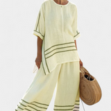 Σαλοπέτα με φαρδιά ρίγες και ασύμμετρο κόψιμο - σύγχρονο και άνετο στυλ