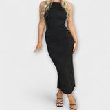 Κομψό μακρύ φόρεμα χωρίς μανίκια