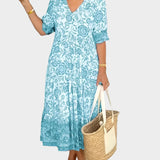 Φλοράλ Φόρεμα με Ντεκολτέ V