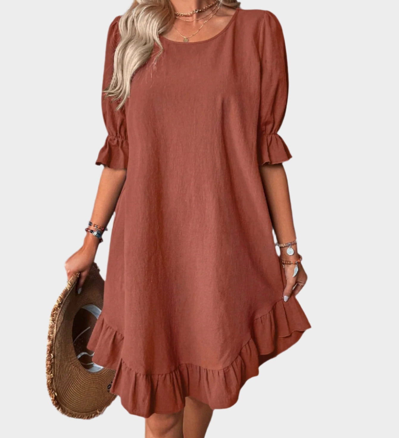 Ρετρό Φόρεμα Midi με Άνετα Μανίκια