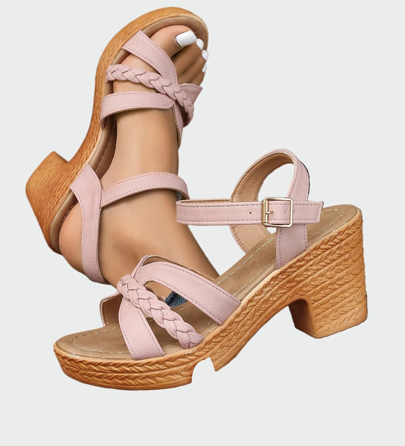 Πέδιλα με τακούνι πλεχτό