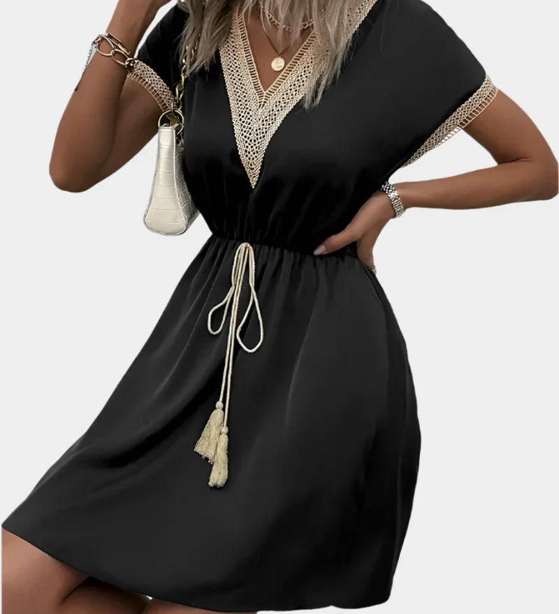 Ρομαντικό Boho Φόρεμα με Ζώνη και Ντεκολτέ V