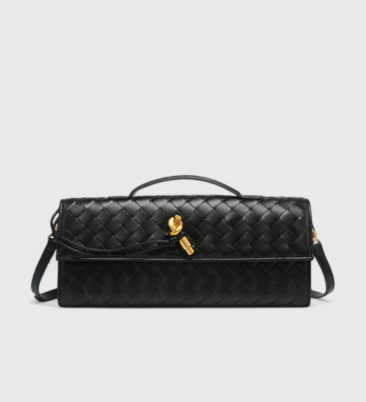 Τσάντα Clutch Melanie με Λεπτομέρεια Χρυσού Κόμπου