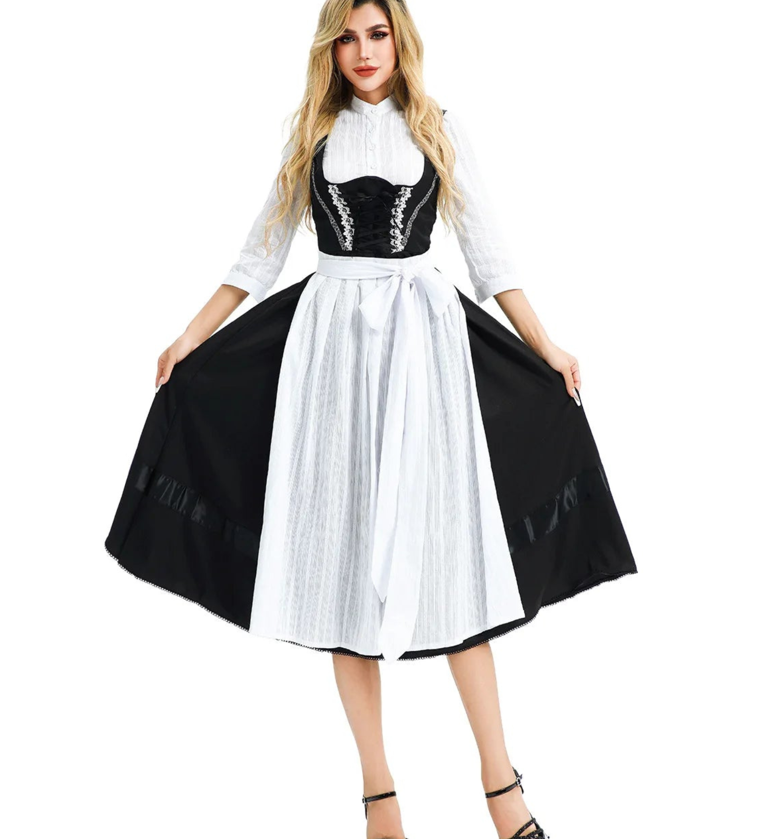 Παραδοσιακό Μαύρο Κορσέ Dirndl Φόρεμα | Oktoberfest