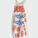 Ρετρό γυναικεία ολόσωμη φόρμα με φαρδιά πόδια