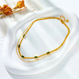 Κολιέ Sorella Gem Διπλής Στρώσης Ρετρό Χρυσό