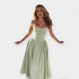 Ρετρό Μίντι Φόρεμα με Λεπτές Τιράντες