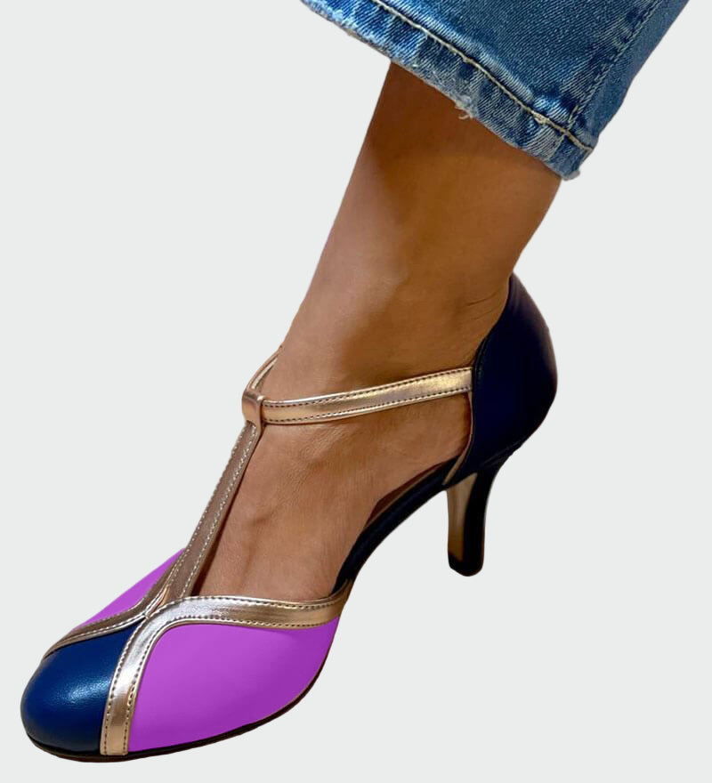 Ρετρό γόβες με λουράκι Τ