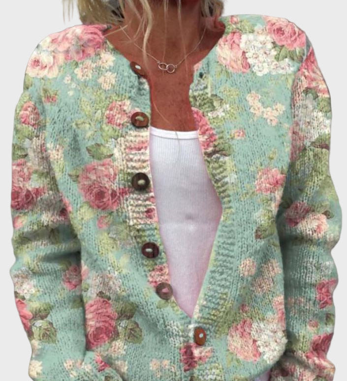 Κομψό Πλεκτό Γιλέκο με Λουλουδάτο Σχέδιο