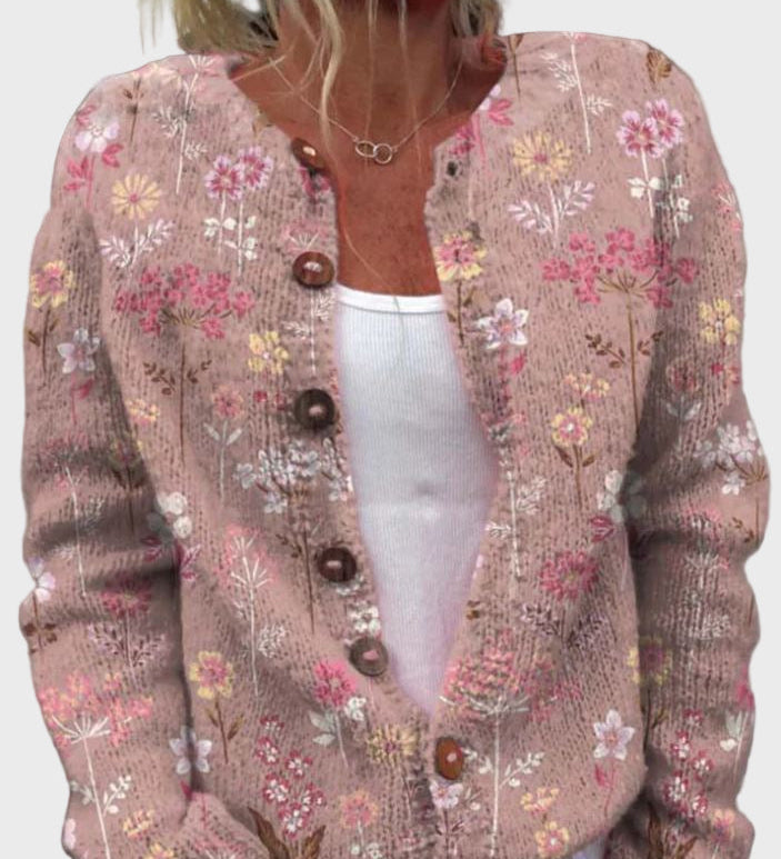 Κομψό Πλεκτό Γιλέκο με Λουλουδάτο Σχέδιο