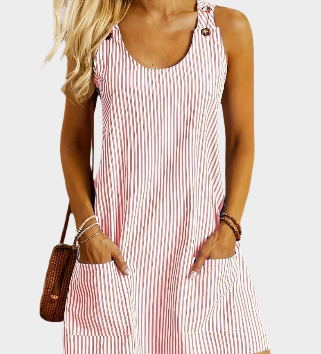 Ριγέ Φόρεμα χωρίς Μανίκια