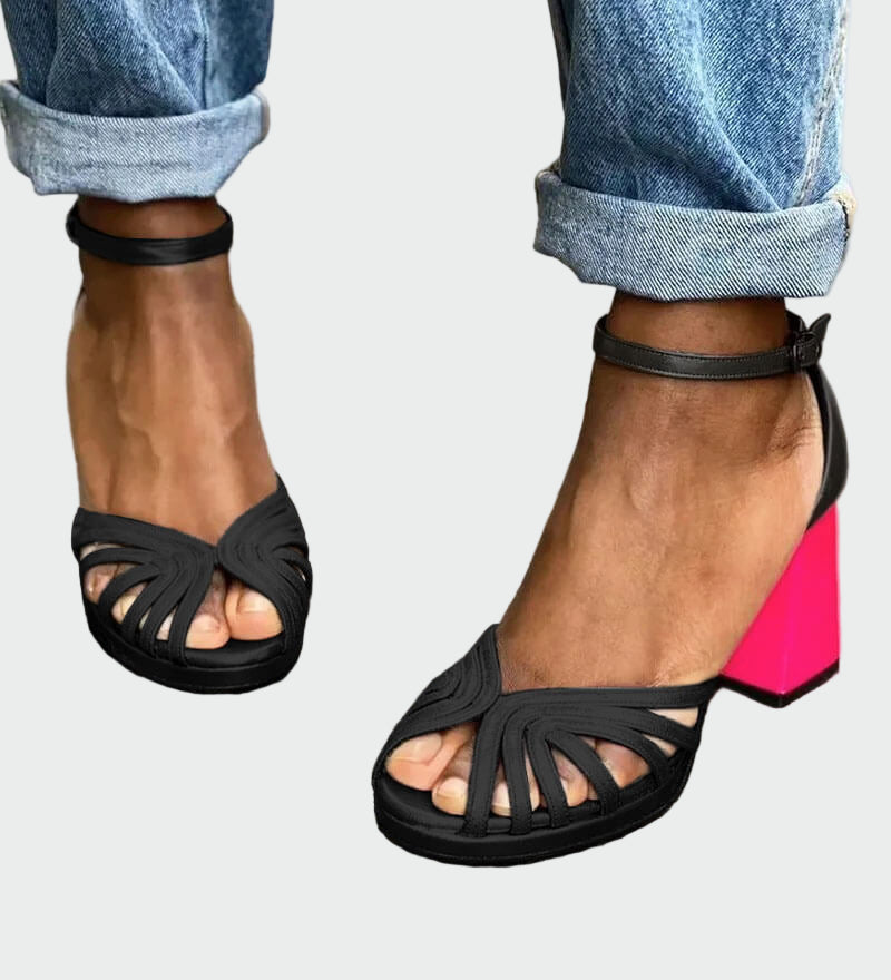 Πέδιλα με δίχρωμο τακούνι