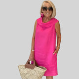 Πέρλες – Εφαρμοστό φόρεμα χωρίς μανίκια με στρογγυλή λαιμόκοψη