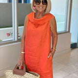 Πέρλες – Εφαρμοστό φόρεμα χωρίς μανίκια με στρογγυλή λαιμόκοψη