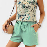 Σετ με Τροπικό Σχέδιο και Τοπ Halter