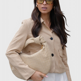 Μωβ Μεσαία Τσάντα Υφασμένη με Λεπτομέρεια Κόμπου