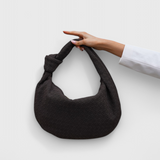 Μωβ Μεσαία Τσάντα Υφασμένη με Λεπτομέρεια Κόμπου