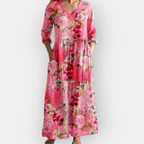 Φλοράλ Φόρεμα με Ρέουσα Σιλουέτα