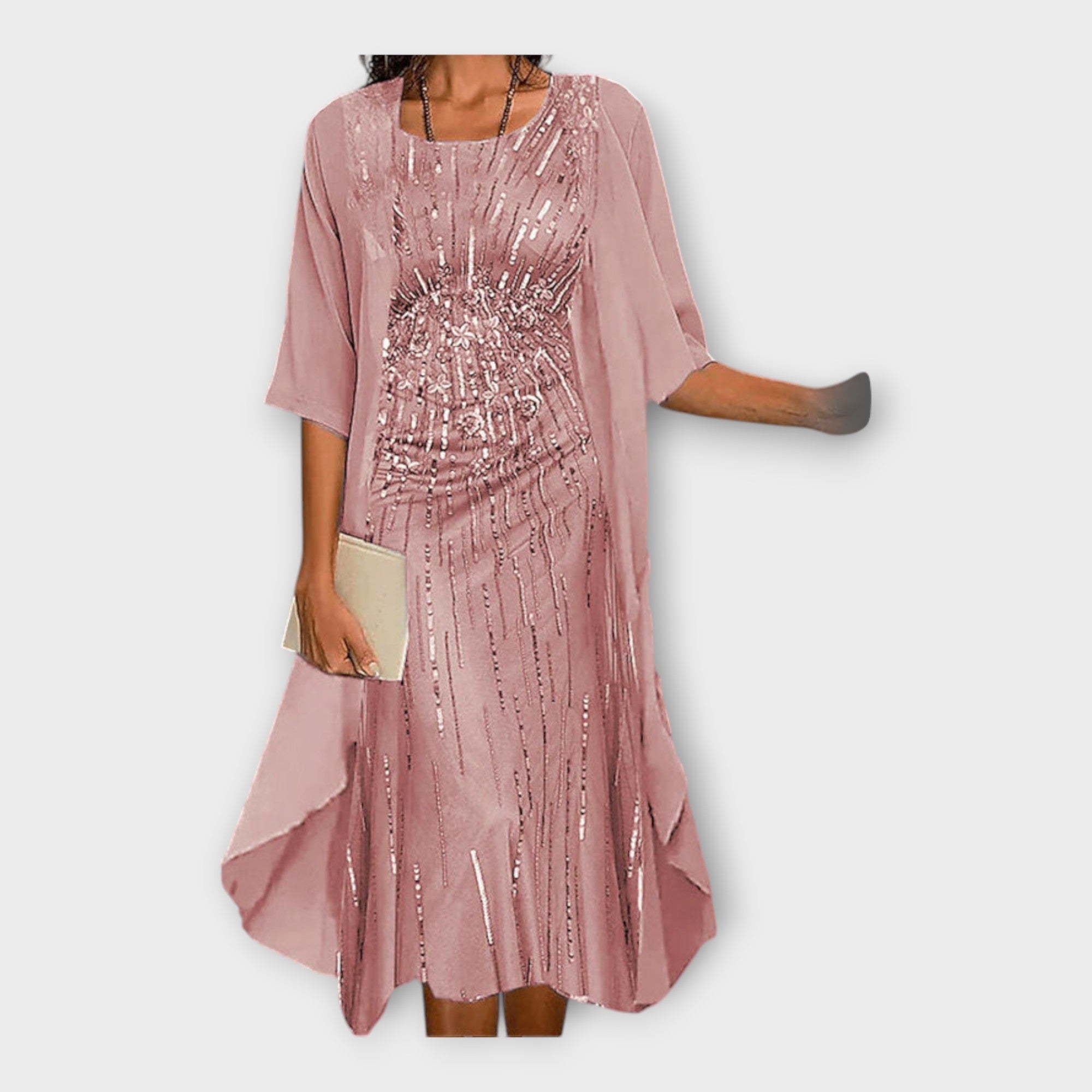 Αέρινο Φόρεμα με Εξωτερική Ζακέτα και Μοτίβα