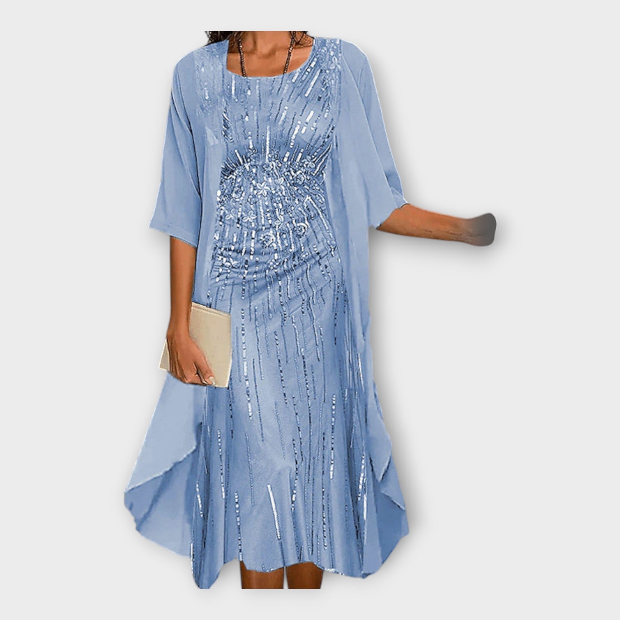 Αέρινο Φόρεμα με Εξωτερική Ζακέτα και Μοτίβα