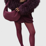 Μωβ Μεσαία Τσάντα Υφασμένη με Λεπτομέρεια Κόμπου